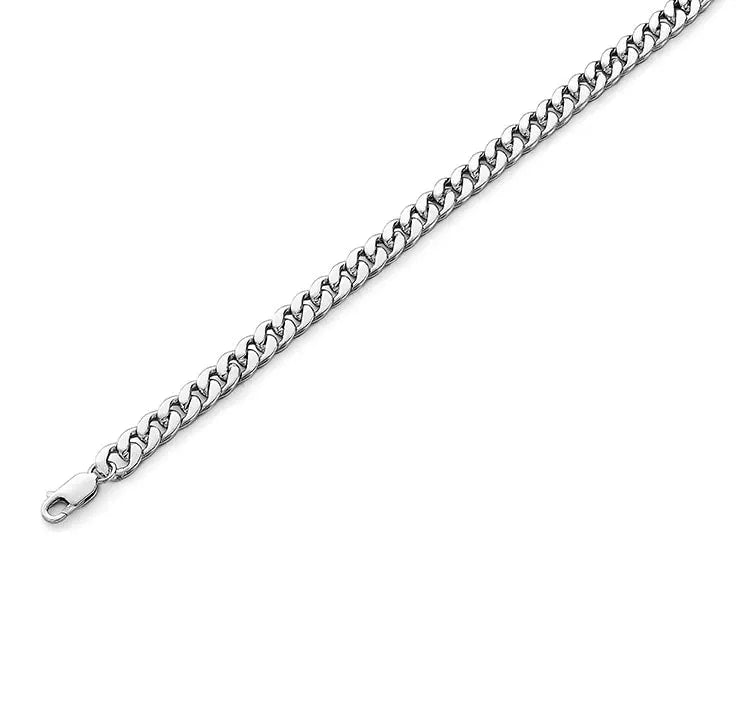 Smooth Cuban Link Silver-Plated Biker Bracelet – design view 1