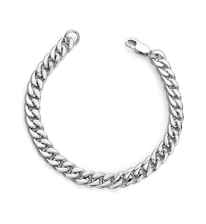 Smooth Cuban Link Silver-Plated Biker Bracelet – design view 3