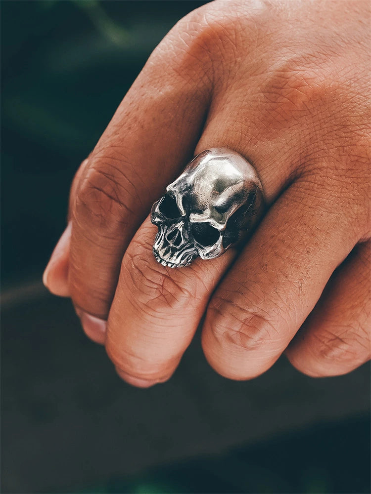 Smooth Skull 925 Sterling Silver Biker Ring - view 3