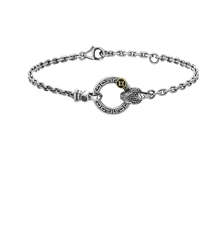 Snake Circle Sterling Silver Biker Bracelet – design view 2