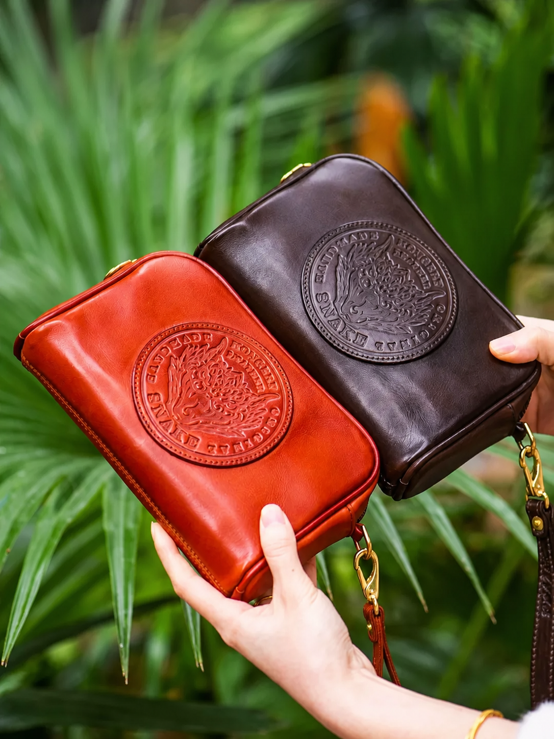 snake medallion leather biker wallet 2