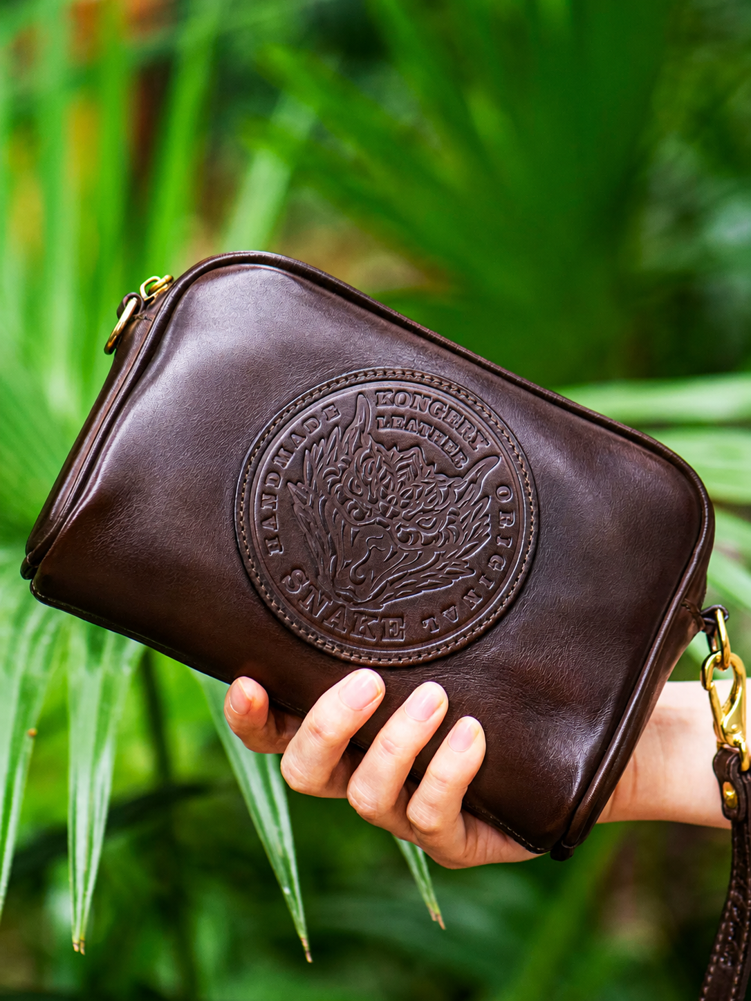 snake medallion leather biker wallet 4