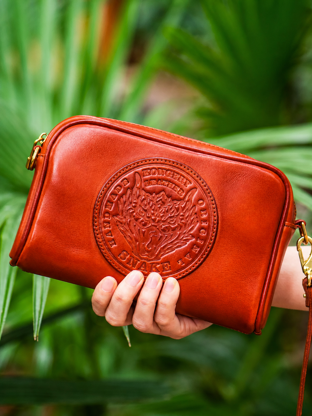 snake medallion leather biker wallet 5