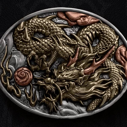 Soaring Dragon Mixed-Metal Biker Belt Buckle product view