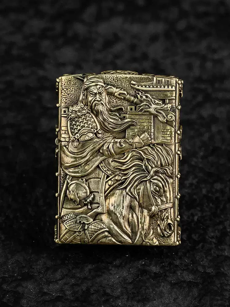 Solid Brass 3D Relief Biker Lighter – 24 Designs – cleaned relief design view 1