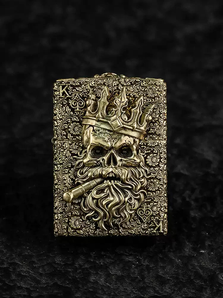 Solid Brass 3D Relief Biker Lighter – 24 Designs – cleaned relief design view 2