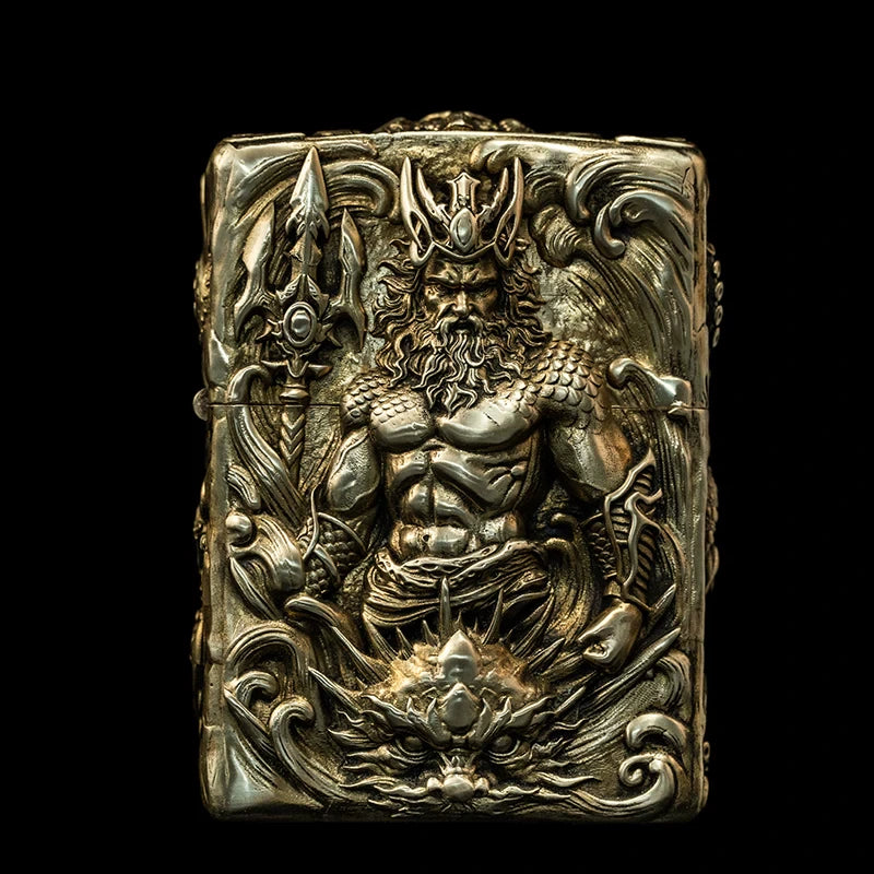 Solid Brass 3D Relief Biker Lighter – 24 Designs – cleaned relief design view 5