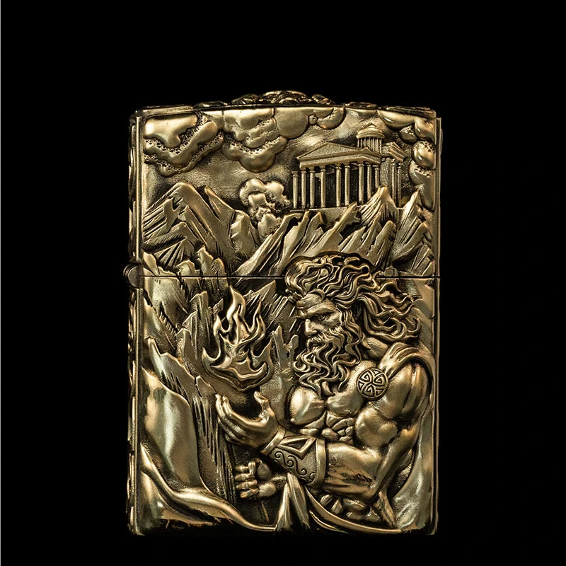 Solid Brass 3D Relief Biker Lighter – 24 Designs – cleaned relief design view 6