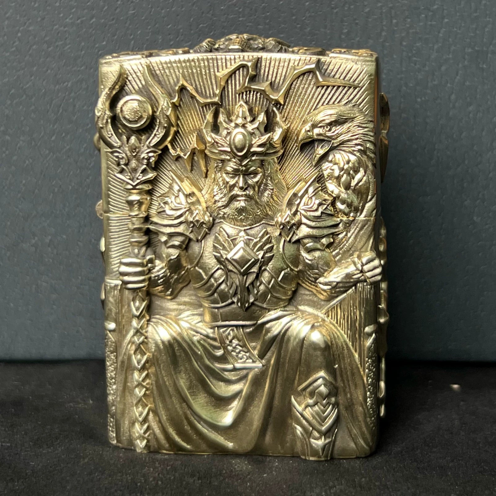 Solid Brass 3D Relief Biker Lighter – 24 Designs – cleaned relief design view 7