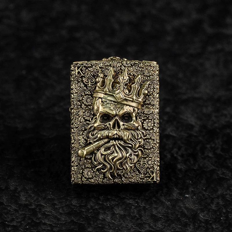 Solid Brass 3D Relief Biker Lighter – 24 Designs – cleaned relief design view 8