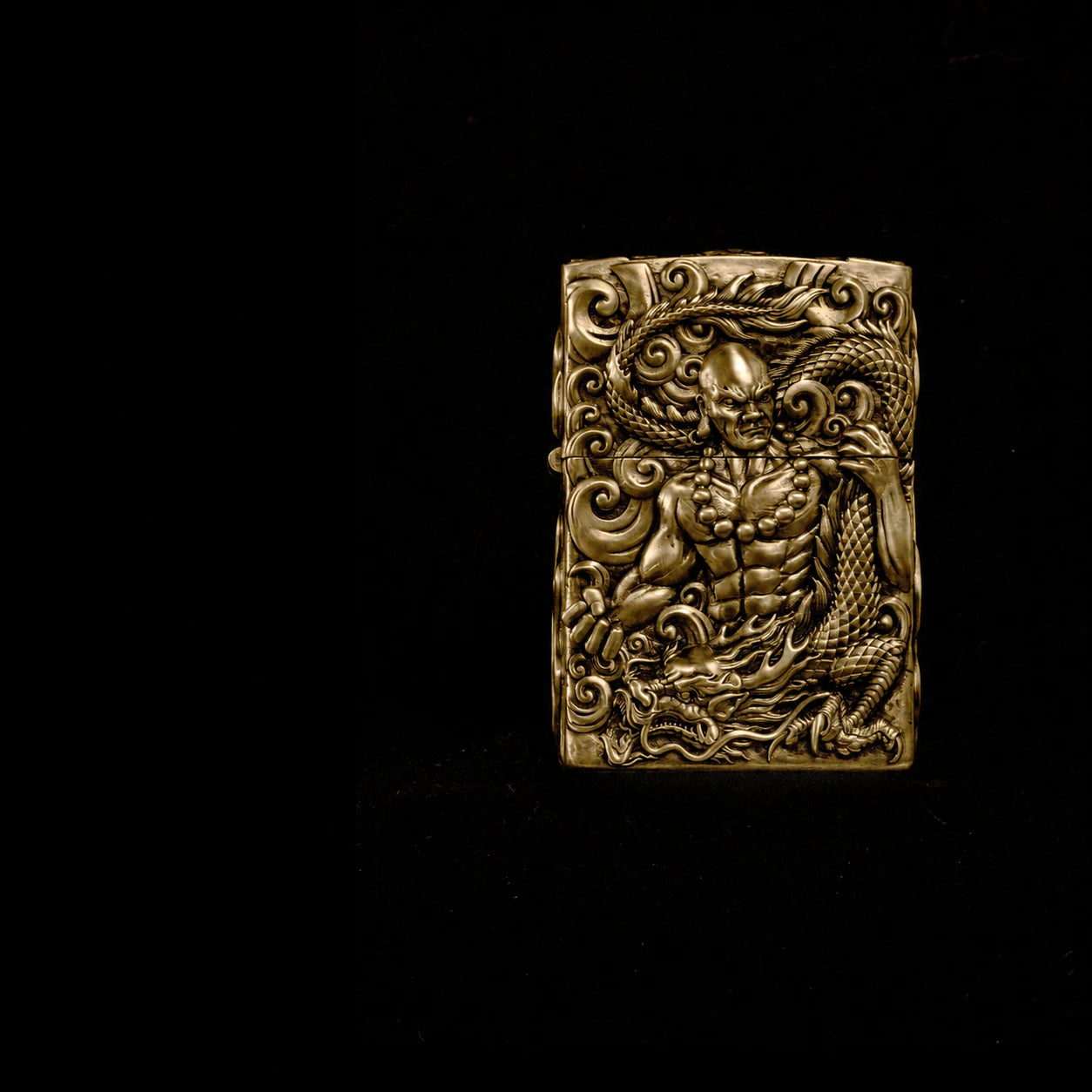 Solid Brass 3D Relief Biker Lighter – 24 Designs – cleaned relief design view 23