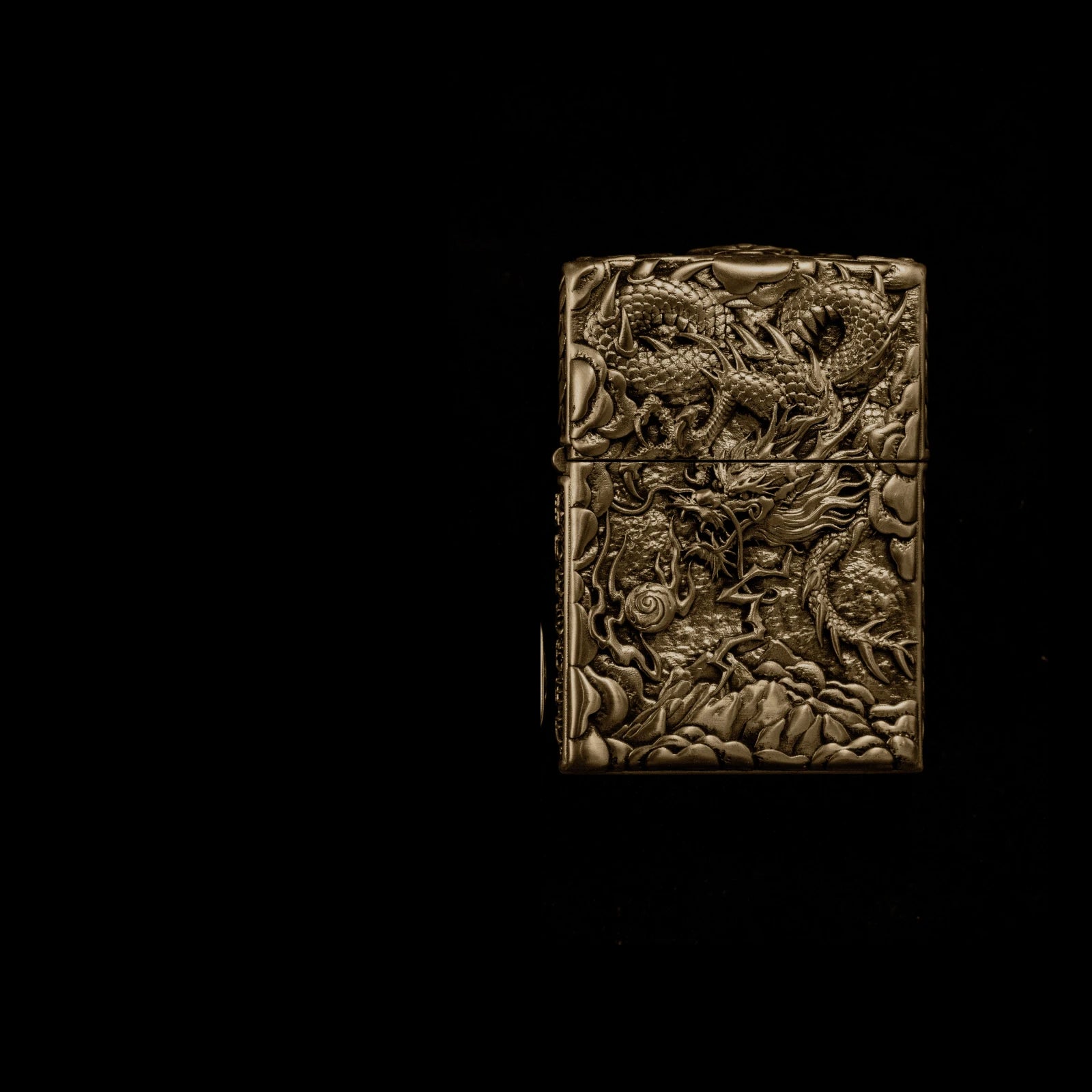 Solid Brass 3D Relief Biker Lighter – 24 Designs – Flying Dragon design