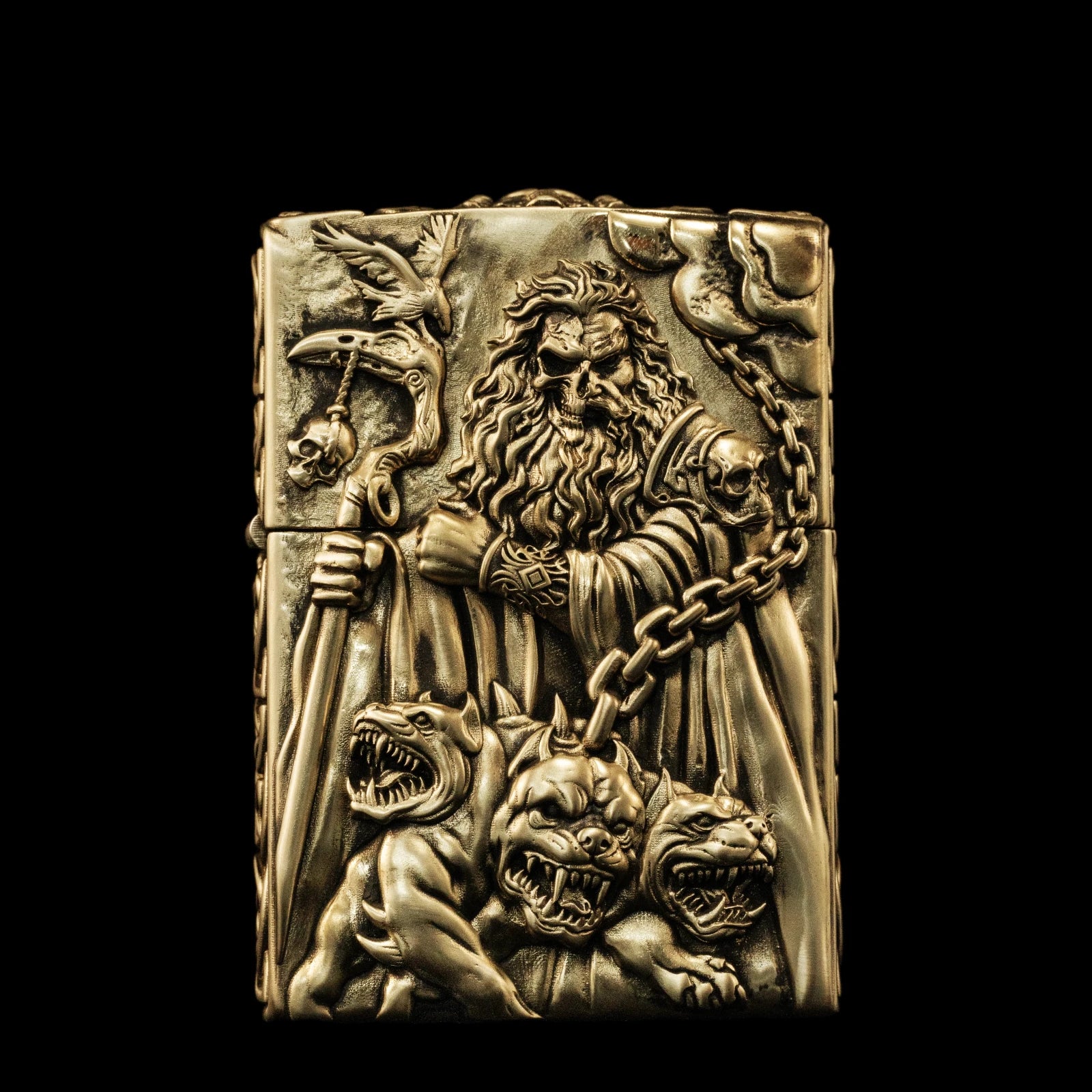 Solid Brass 3D Relief Biker Lighter – 24 Designs – Hades design
