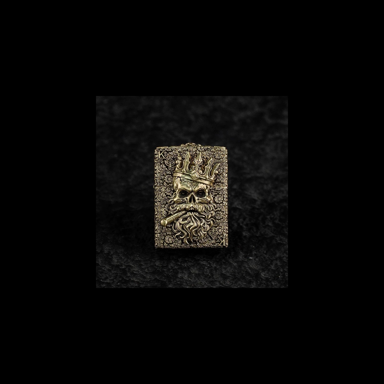 Solid Brass 3D Relief Biker Lighter – 24 Designs – King of Spades design