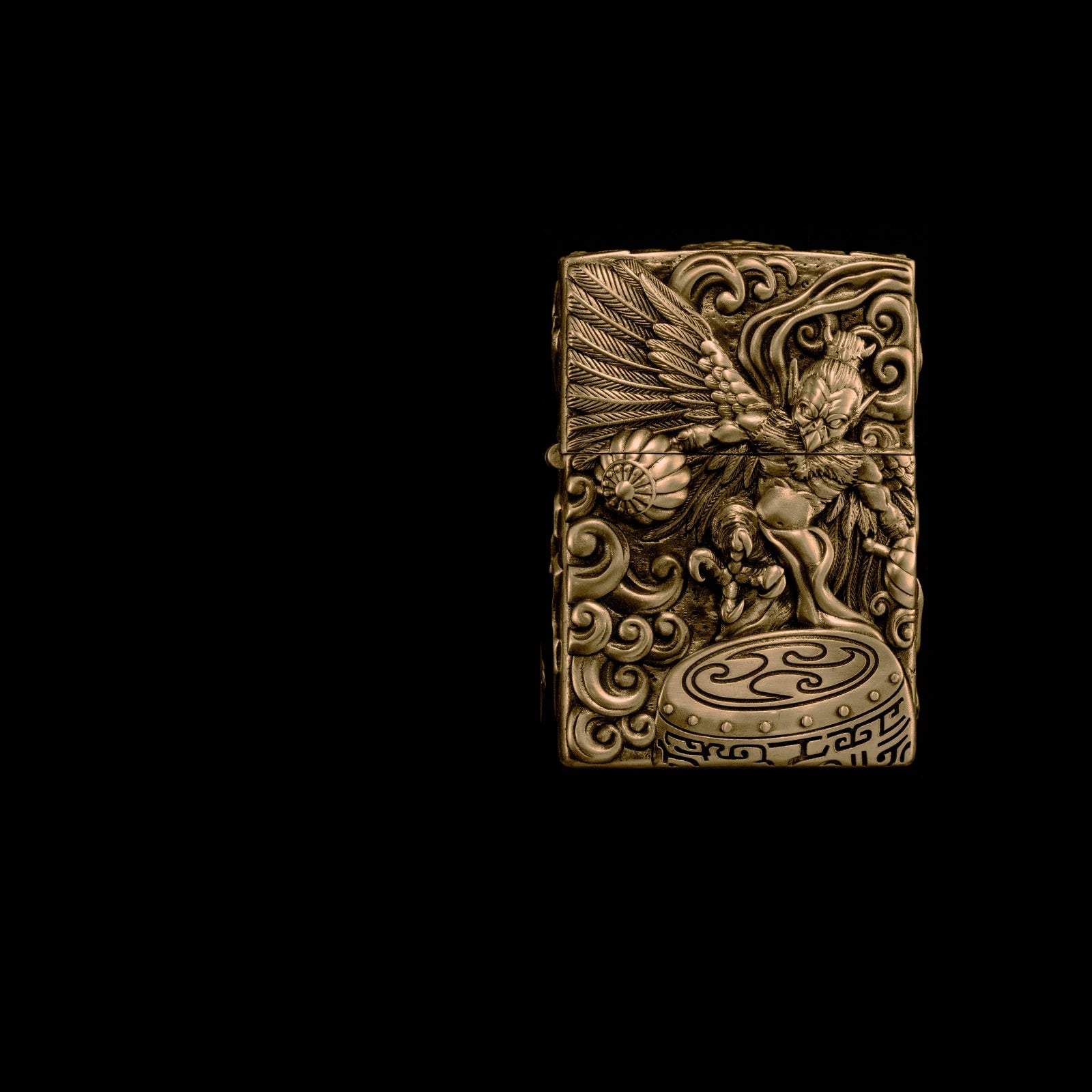 Solid Brass 3D Relief Biker Lighter – 24 Designs – Thunder God and Lightning Goddess design