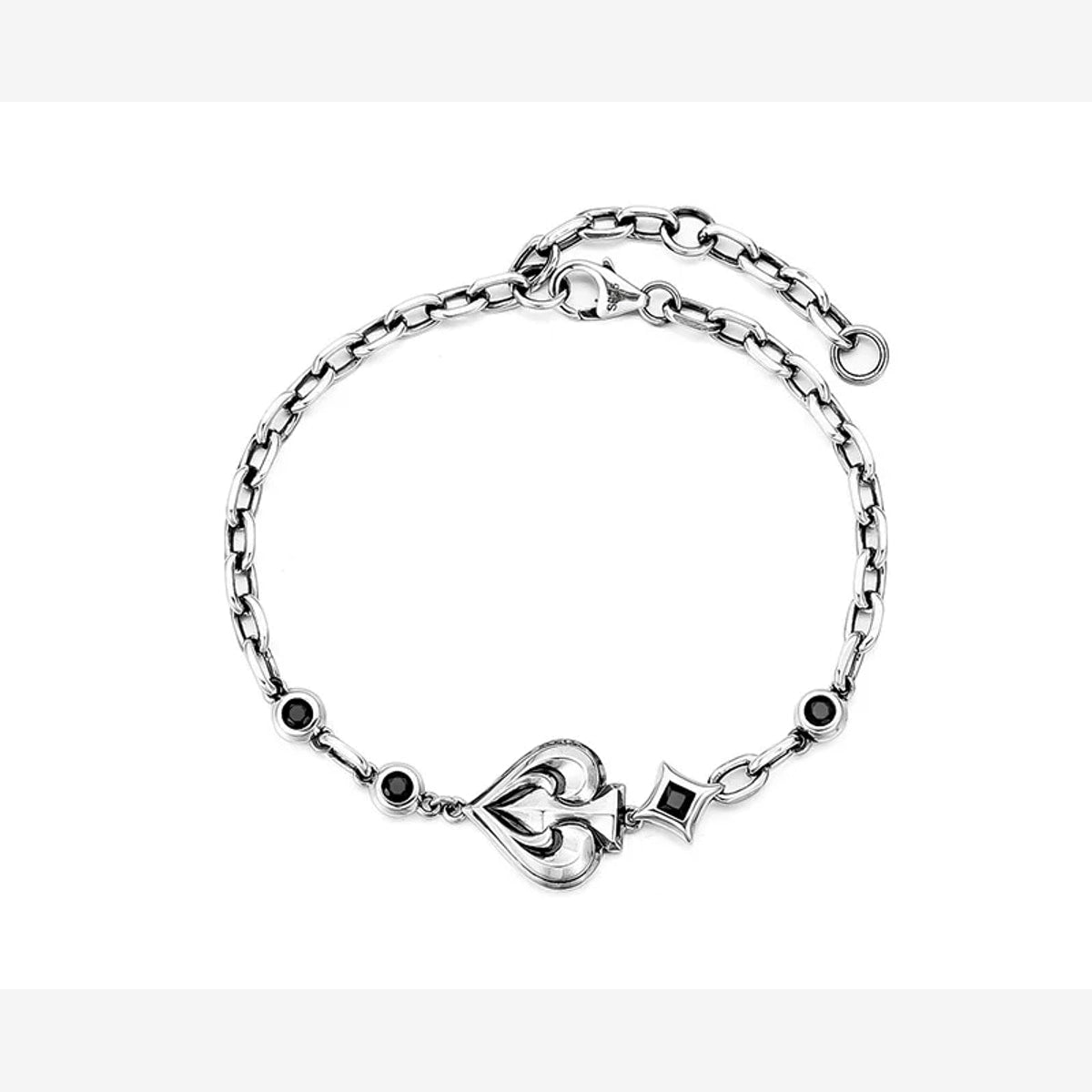 Spade Playing Card Sterling Silver Biker Bracelet – product view