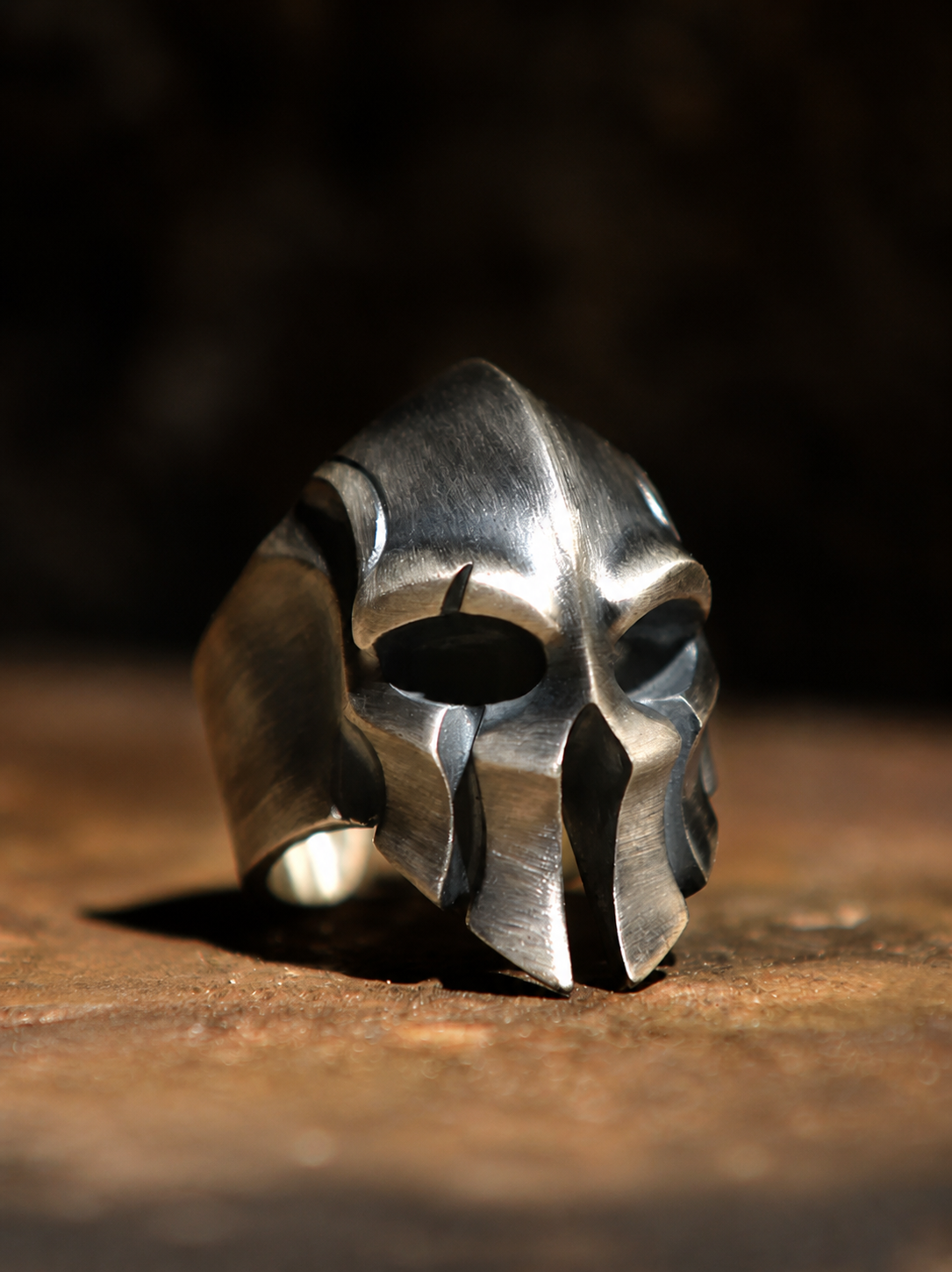 Spartan Helmet Sterling Silver Biker Ring - product view