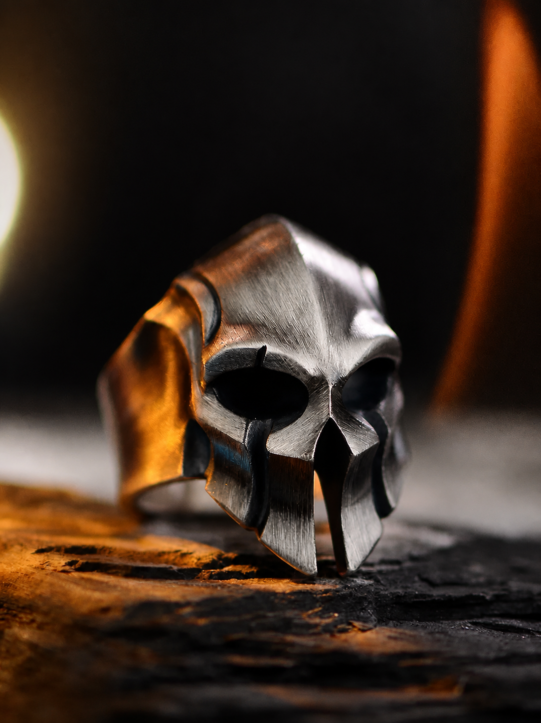 Spartan Helmet Sterling Silver Biker Ring - product view 3