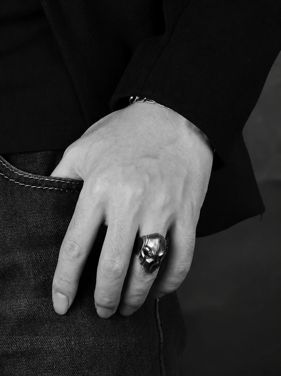 Spartan Helmet Sterling Silver Biker Ring - product view 4