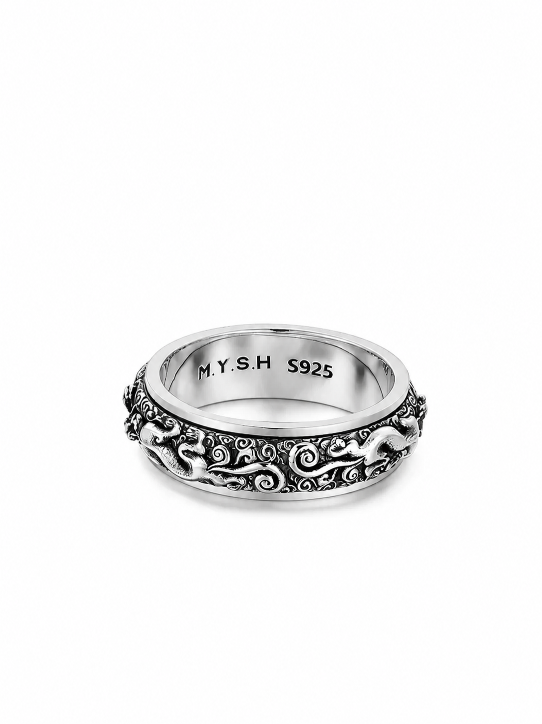 Spinning Pixiu Sterling Silver Biker Ring - product view 2