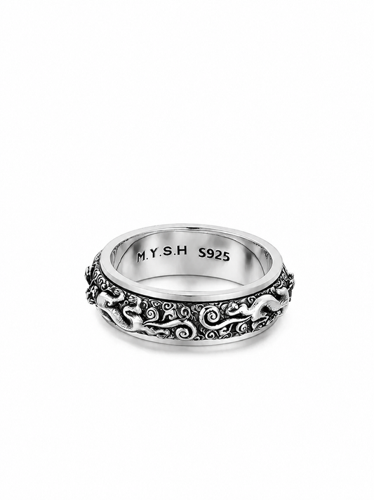 Spinning Pixiu Sterling Silver Biker Ring - product view 2