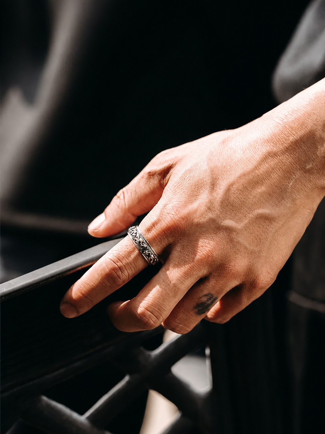 Spinning Pixiu Sterling Silver Biker Ring - product view 3