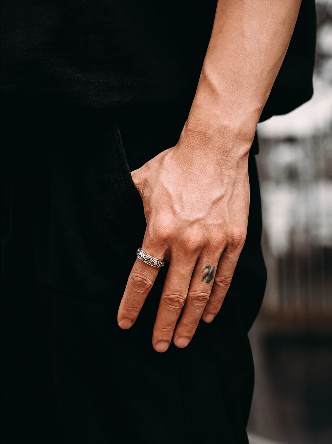 Spinning Pixiu Sterling Silver Biker Ring - product view 4