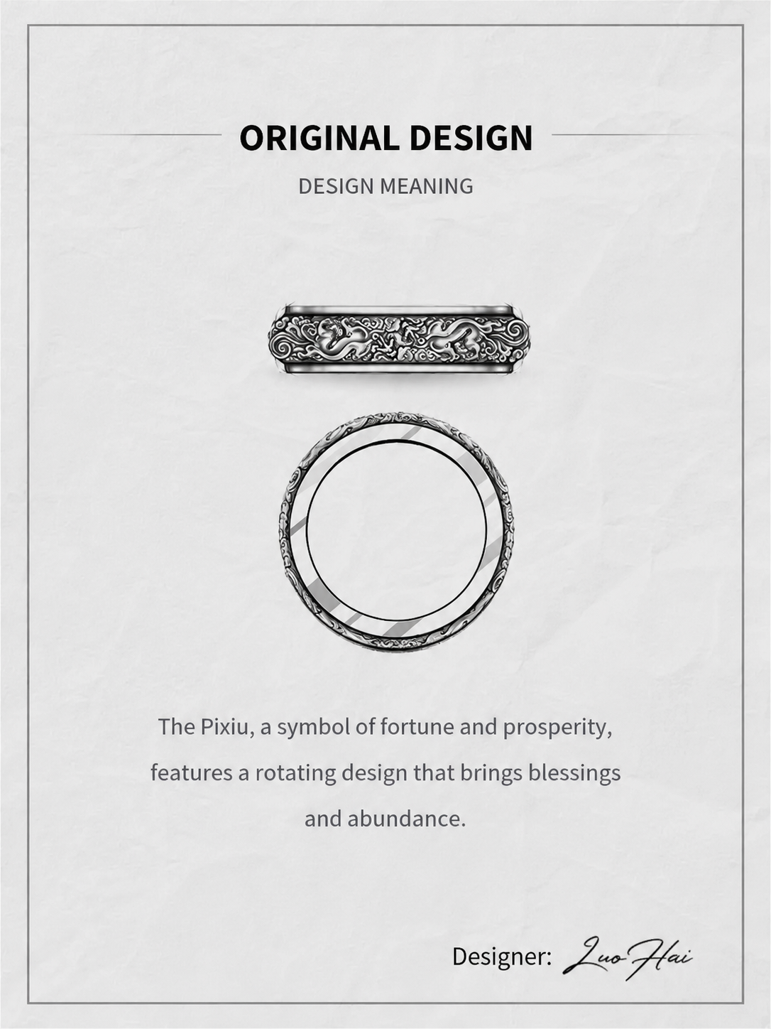 Spinning Pixiu Sterling Silver Biker Ring - product view 5