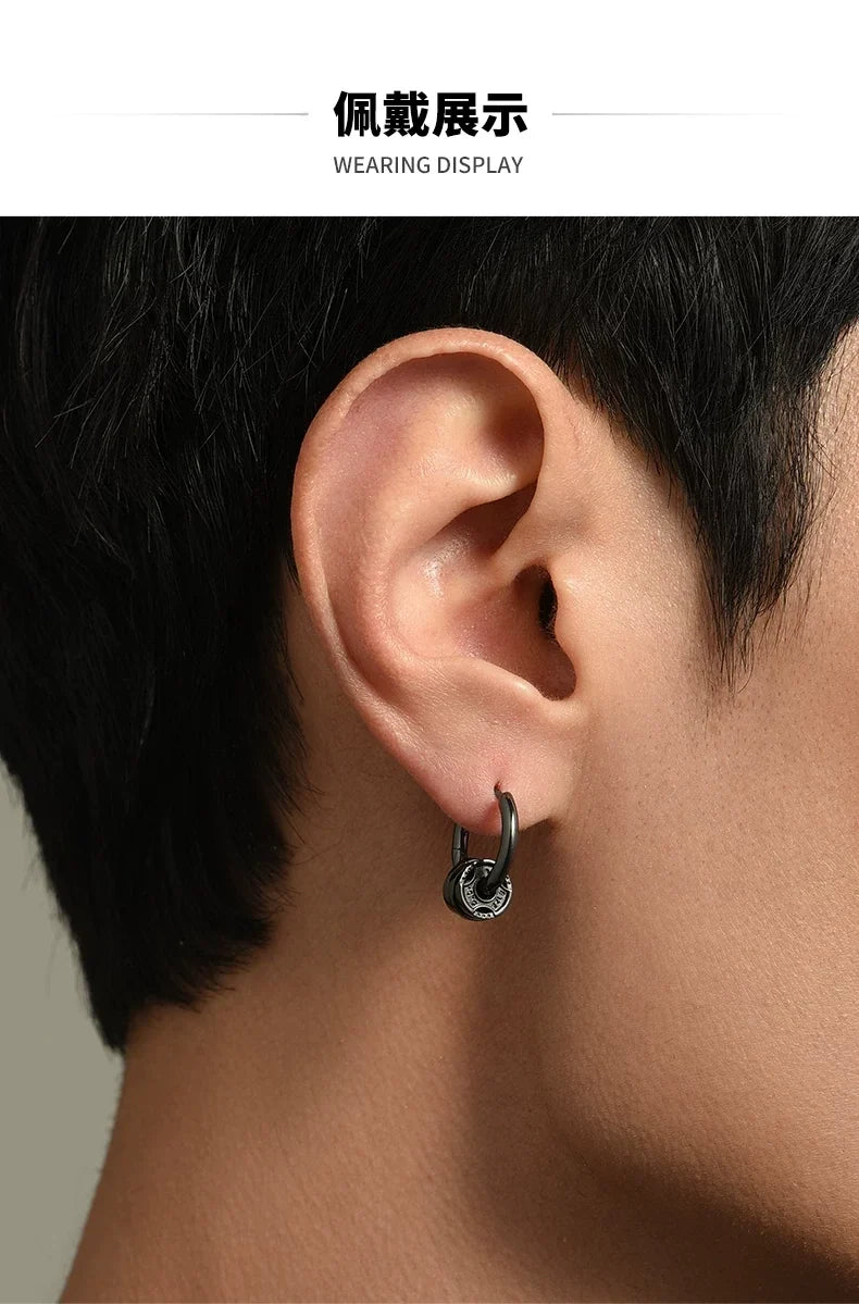 Sterling Silver Barbell Drop Earrings for Bikers shown in a rider lifestyle view 1