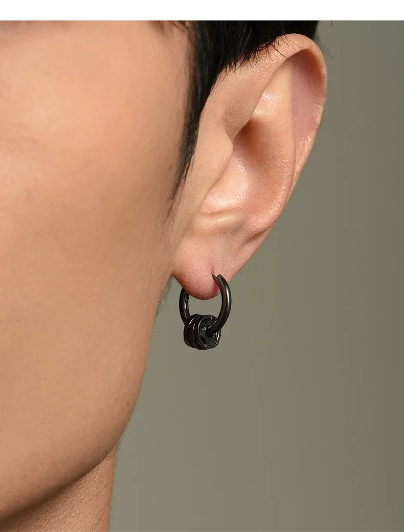Sterling Silver Barbell Drop Earrings for Bikers shown in a rider lifestyle view 2