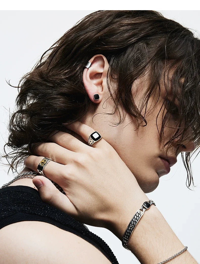 Sterling Silver Biker Clip-On Earrings for Bikers shown in a rider lifestyle view 3
