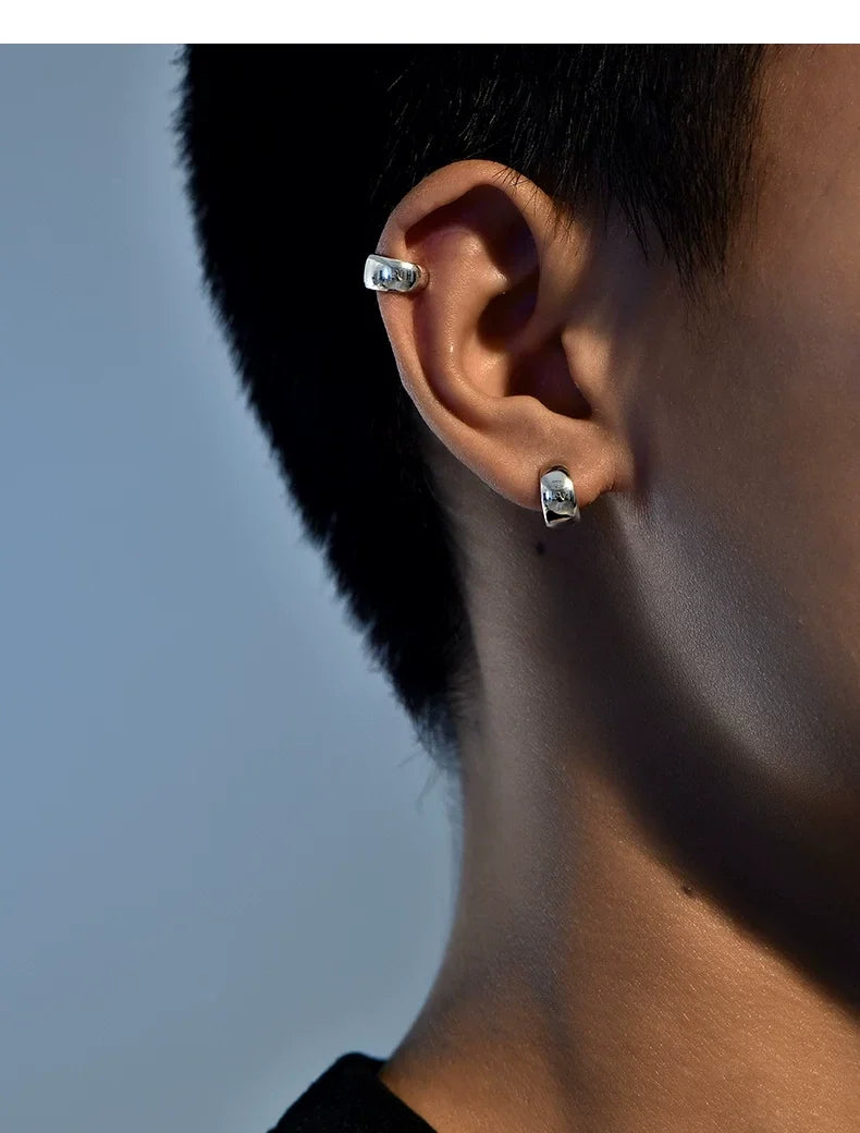 Sterling Silver Biker Clip-On Earrings for Bikers shown in a rider lifestyle view 3