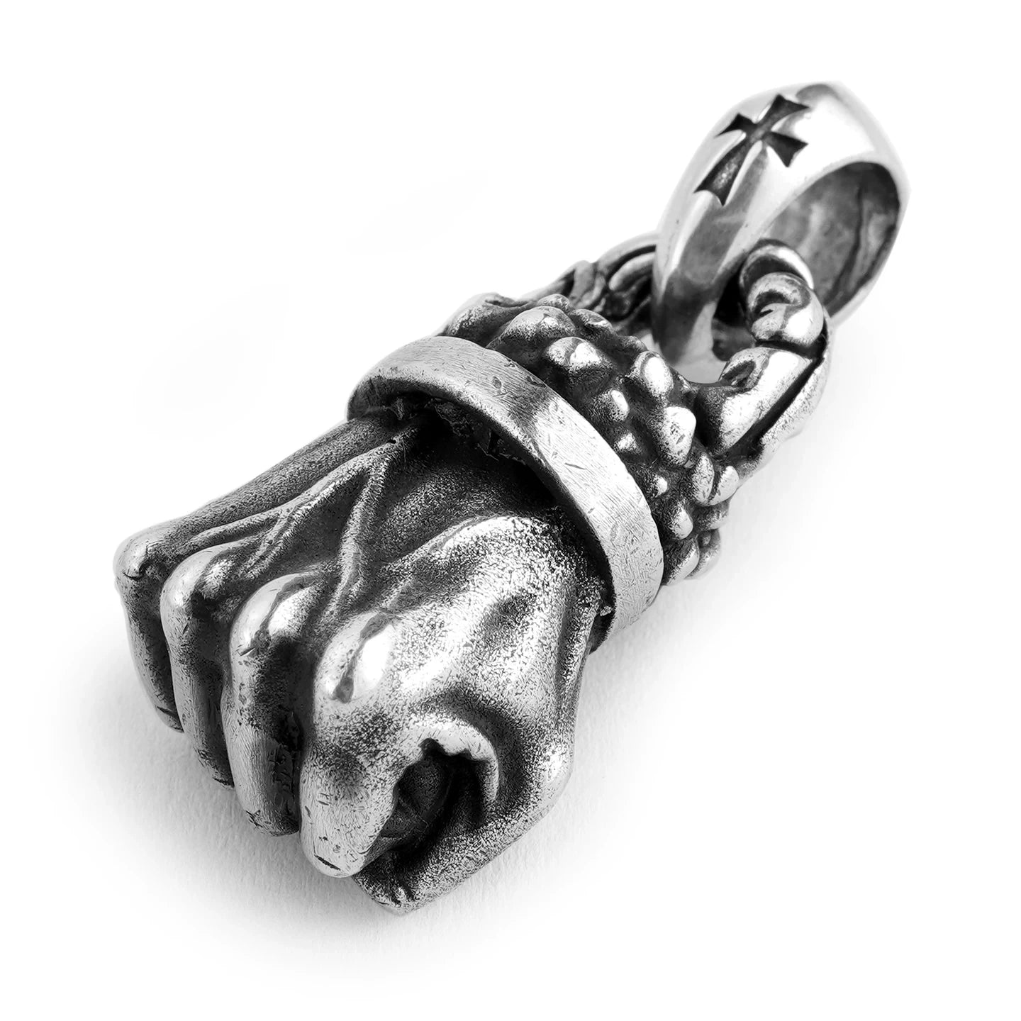clenched fist sterling silver biker pendant 03 product view