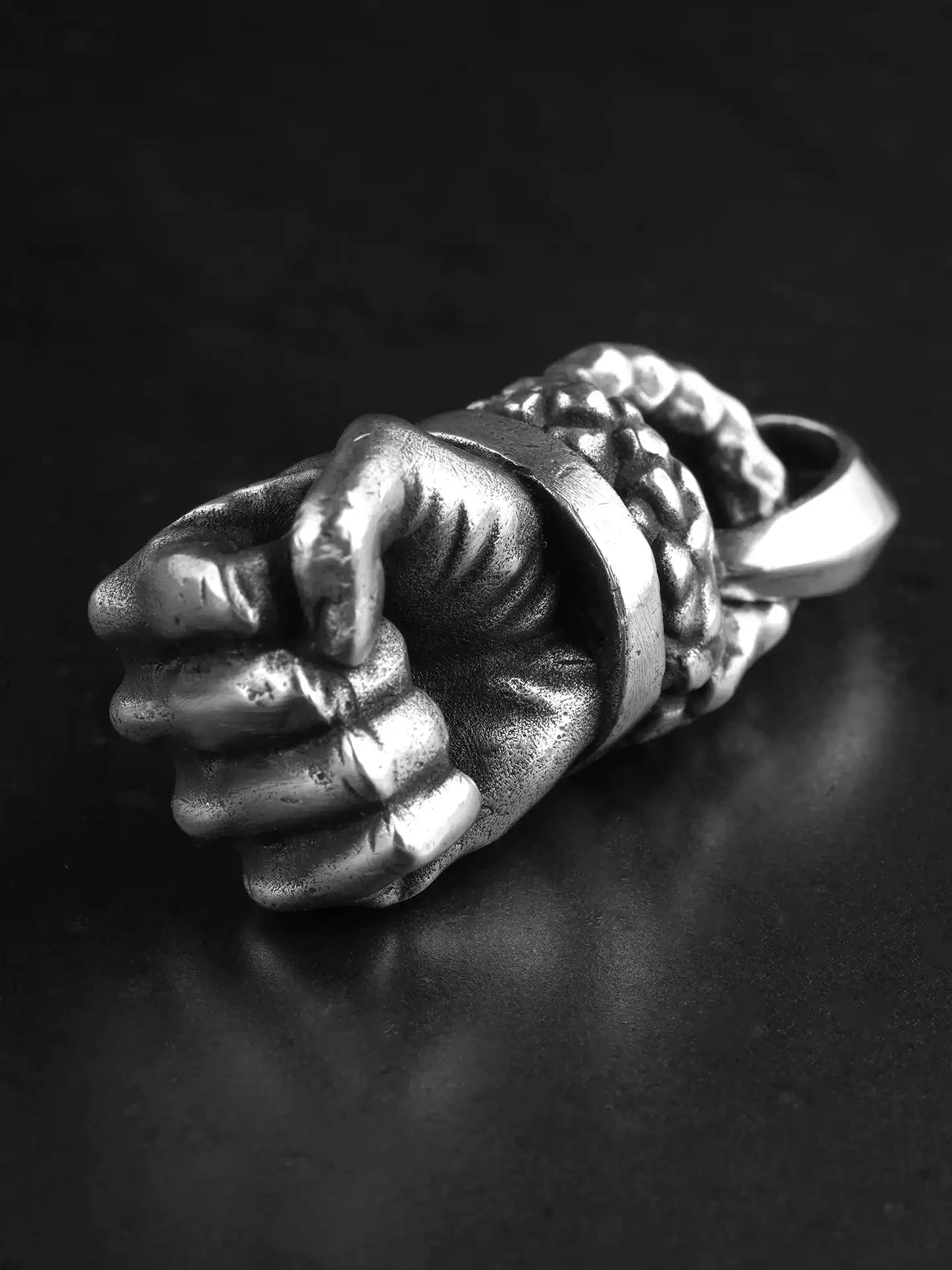 clenched fist sterling silver biker pendant 05 product view