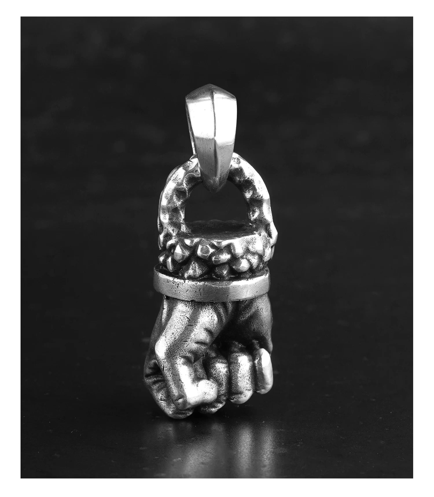 clenched fist sterling silver biker pendant 06 product view