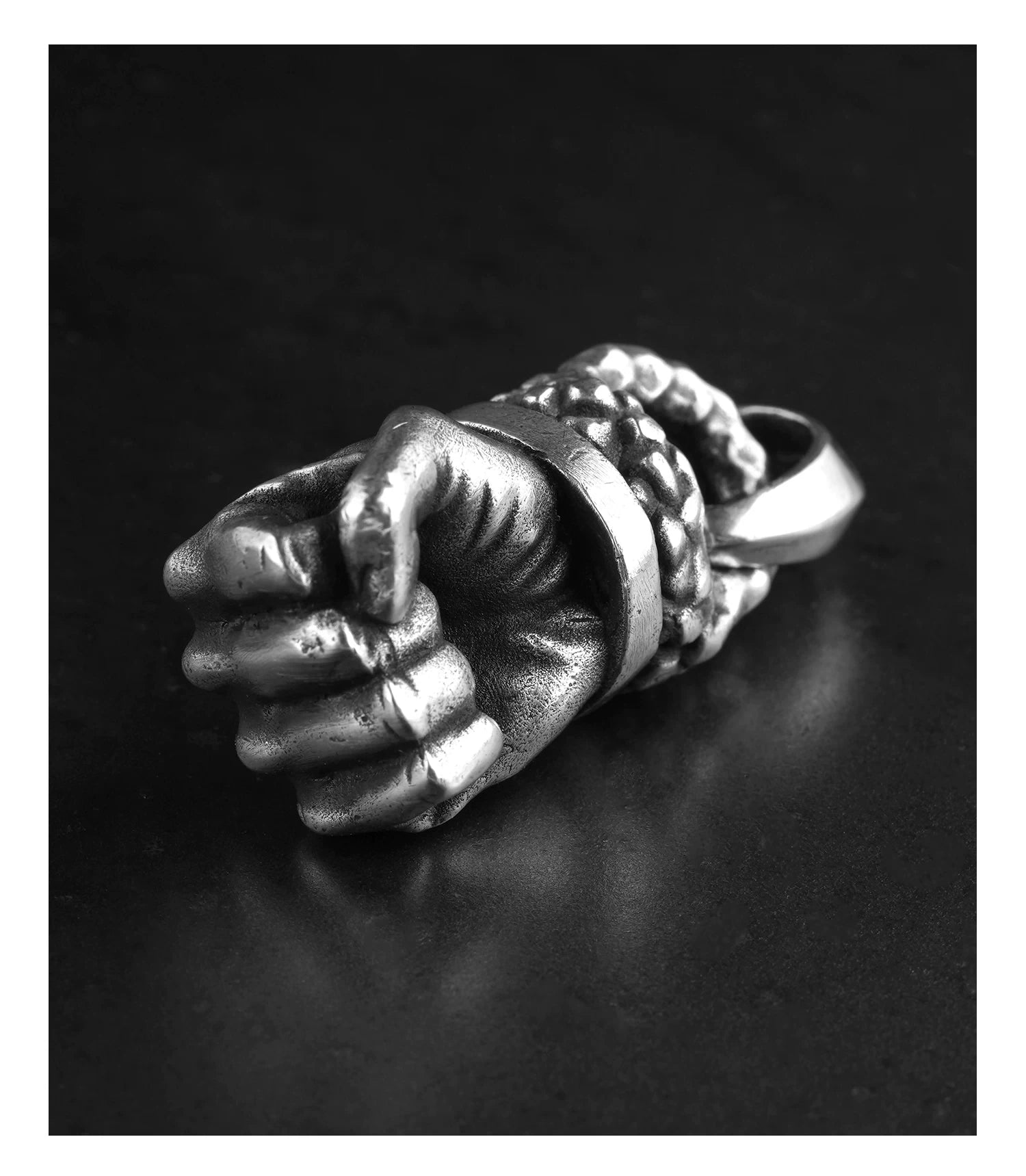clenched fist sterling silver biker pendant 07 product view