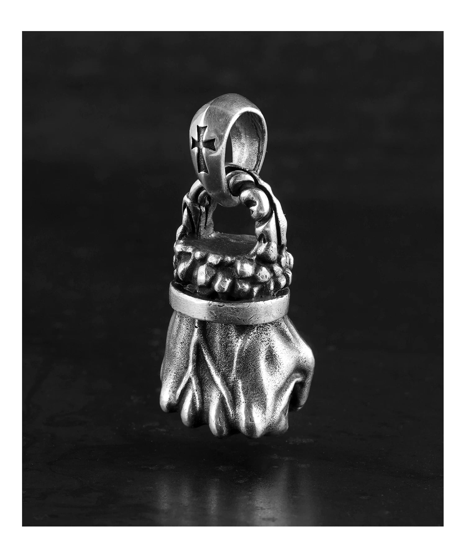 clenched fist sterling silver biker pendant 08 product view