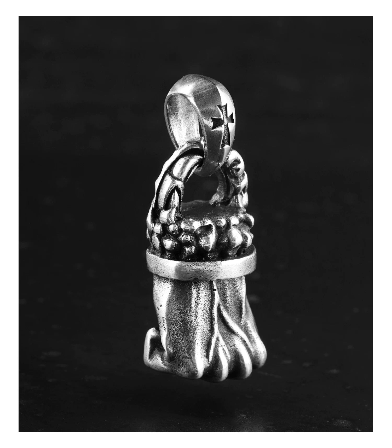 clenched fist sterling silver biker pendant 09 product view