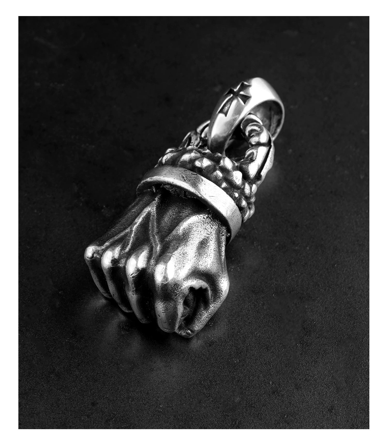 clenched fist sterling silver biker pendant 11 product view