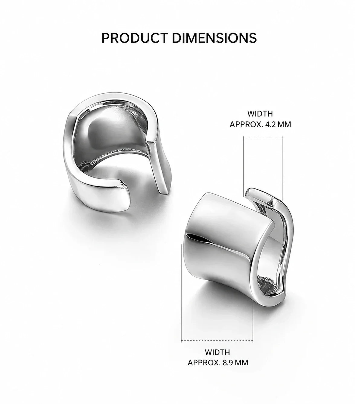 Sterling Silver Clip-On Earrings - product dimensions
