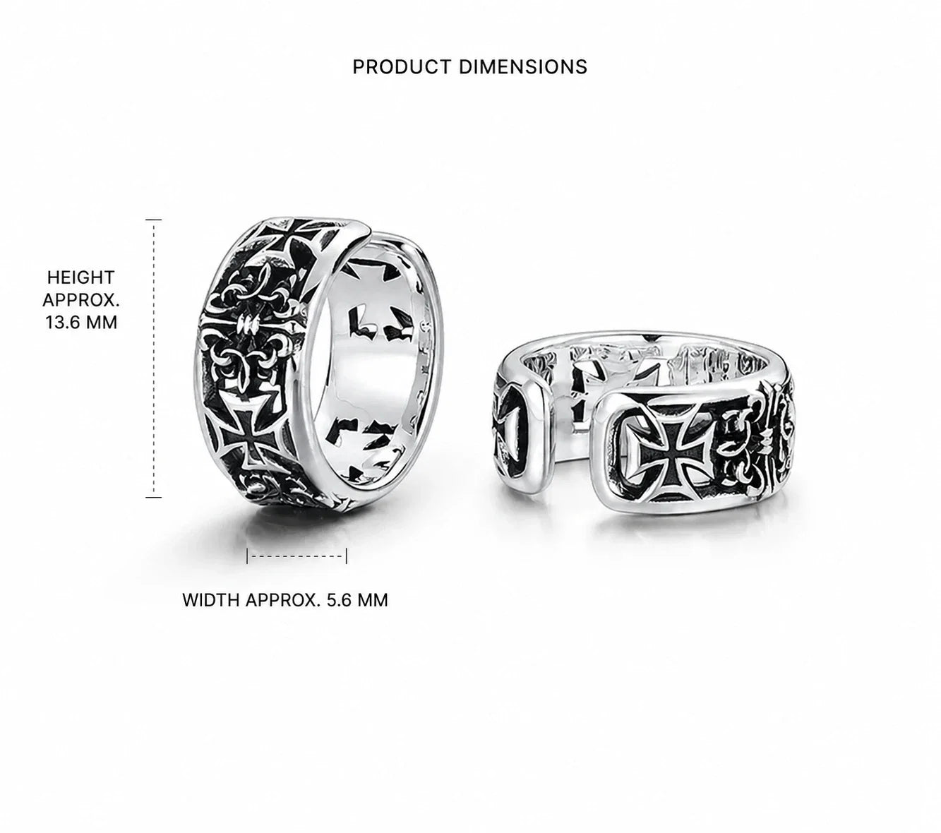 Sterling Silver Cross Clip-On Earrings - product dimensions