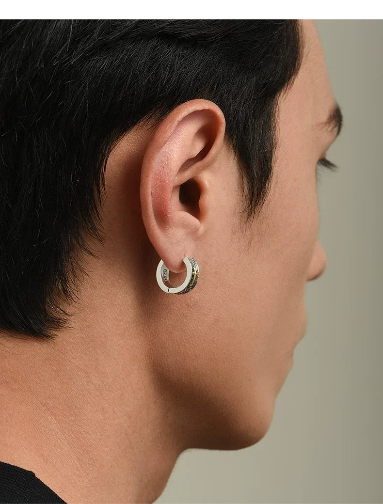 Sterling Silver Cross Drop Earrings for Bikers shown in a rider lifestyle view 3