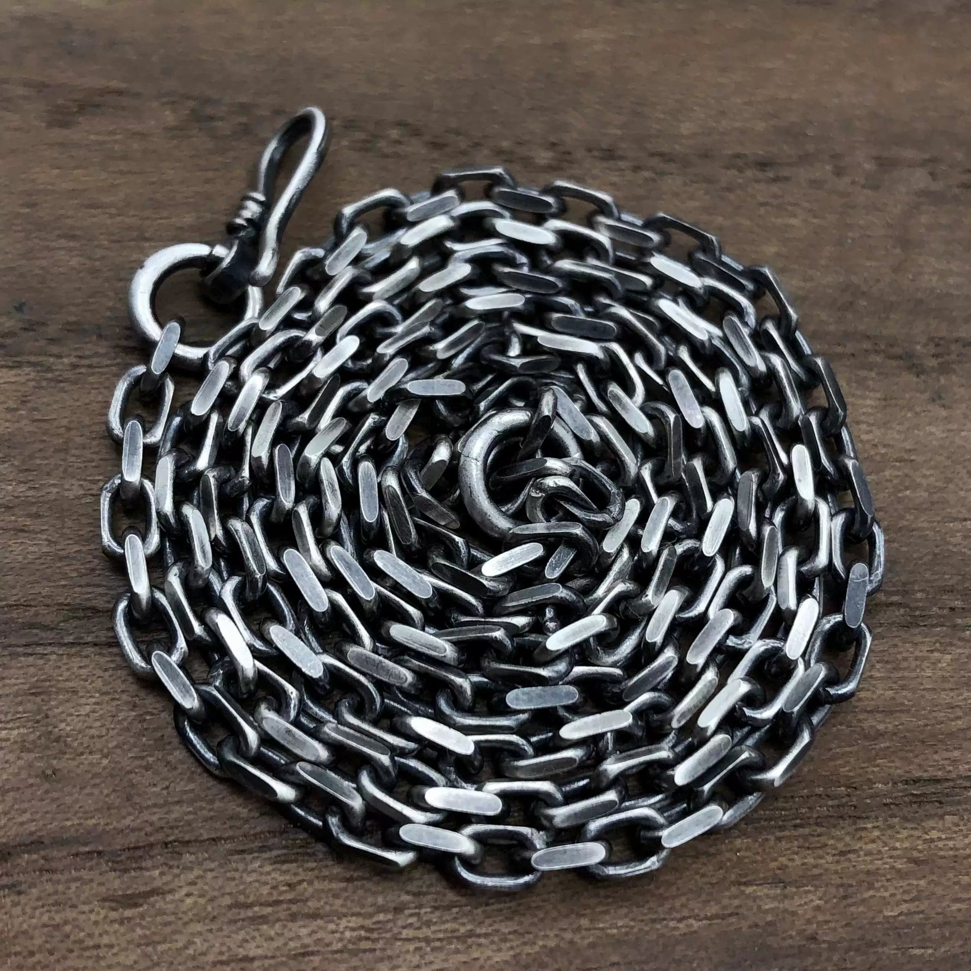 Sterling Silver Cross Link Biker Necklace - view 1