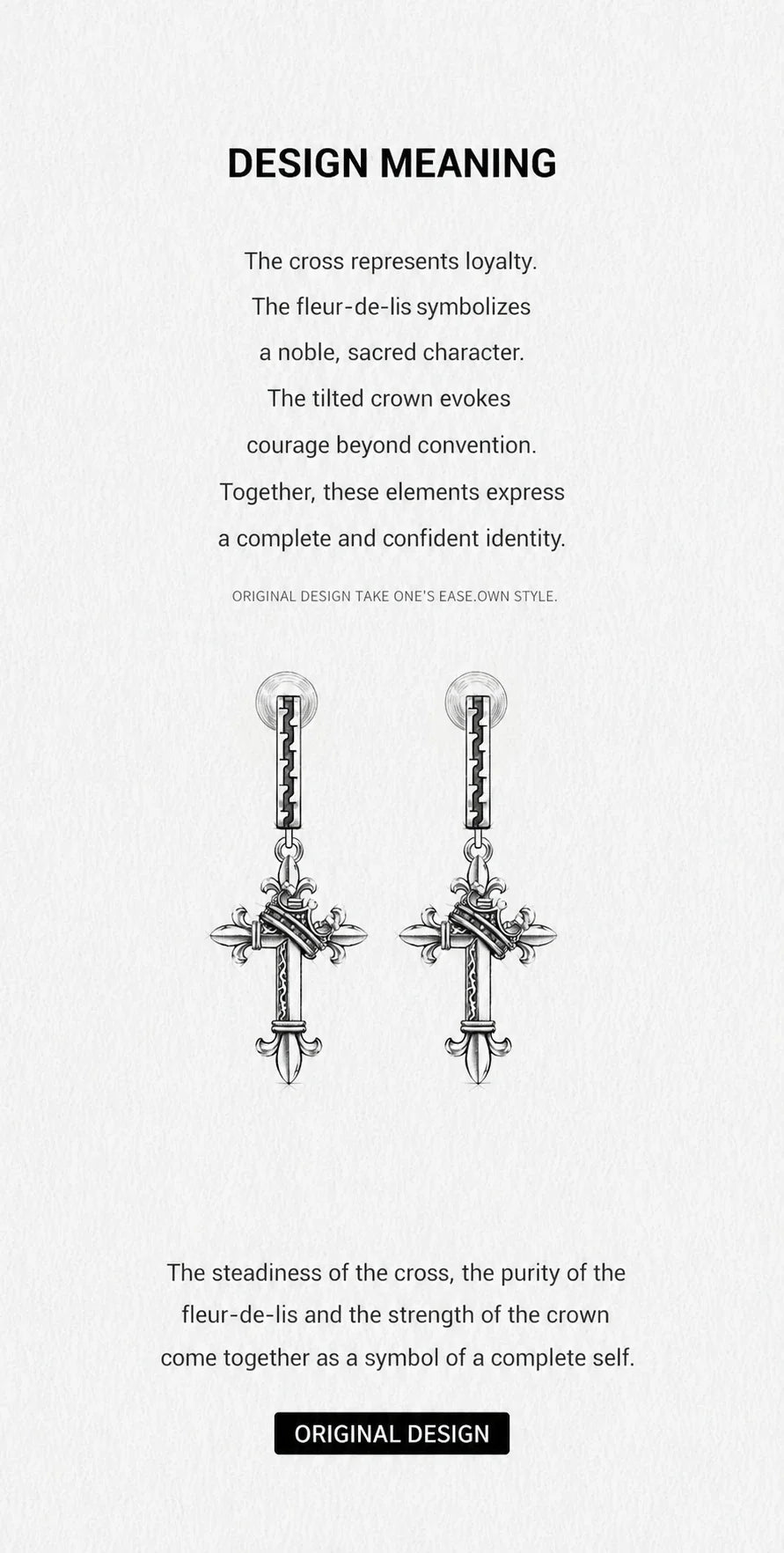 Sterling Silver Fleur-de-Lis Crown Cross Clip-On Earrings - design meaning