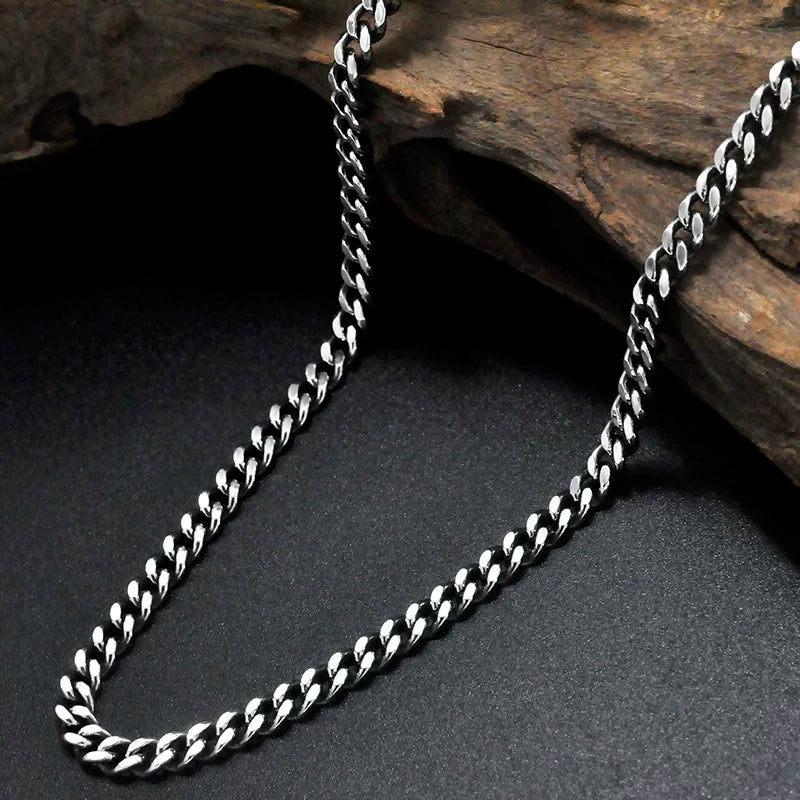 Sterling Silver Cuban Link Biker Necklace - view 1