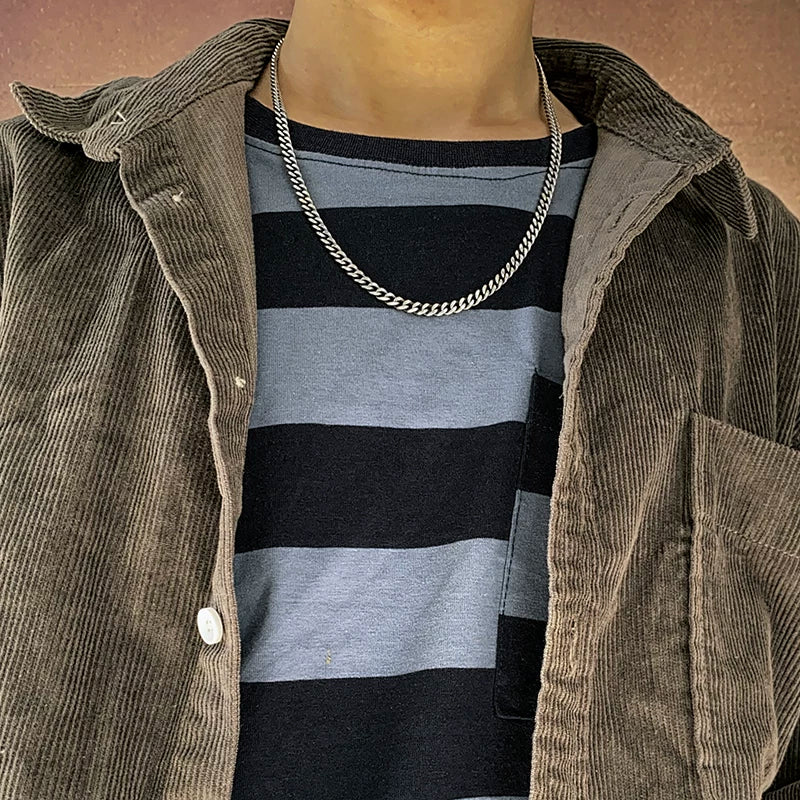 Sterling Silver Cuban Link Biker Necklace - view 2