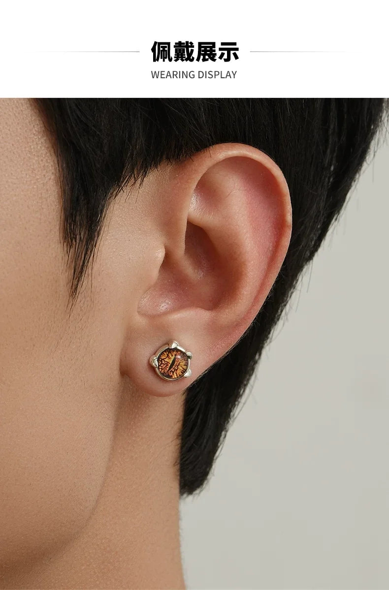 Sterling Silver Demon Eye Stud Earrings for Bikers shown in a rider lifestyle view 1