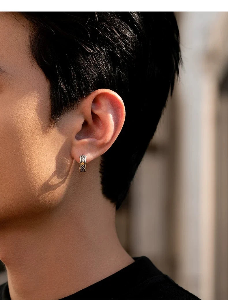 Sterling Silver Dragon Scale Drop Earrings for Bikers shown in a rider lifestyle view 4