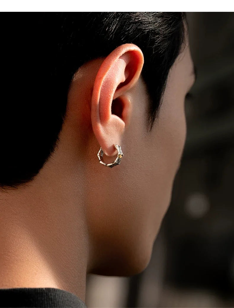 Sterling Silver Dragon Scale Drop Earrings for Bikers shown in a rider lifestyle view 5