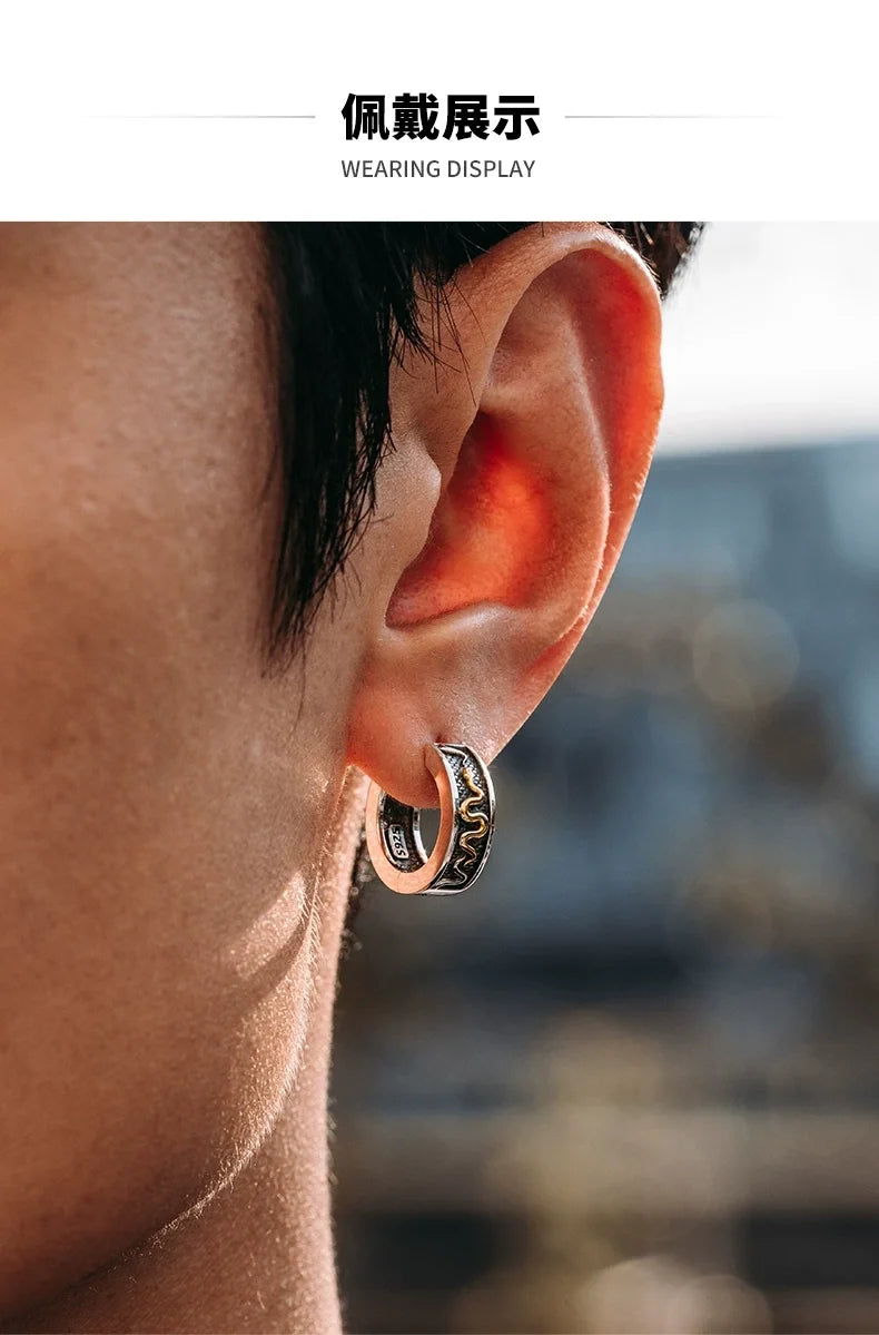 Sterling Silver Golden Fortune Snake Stud Earrings for Bikers shown in a rider lifestyle view 1
